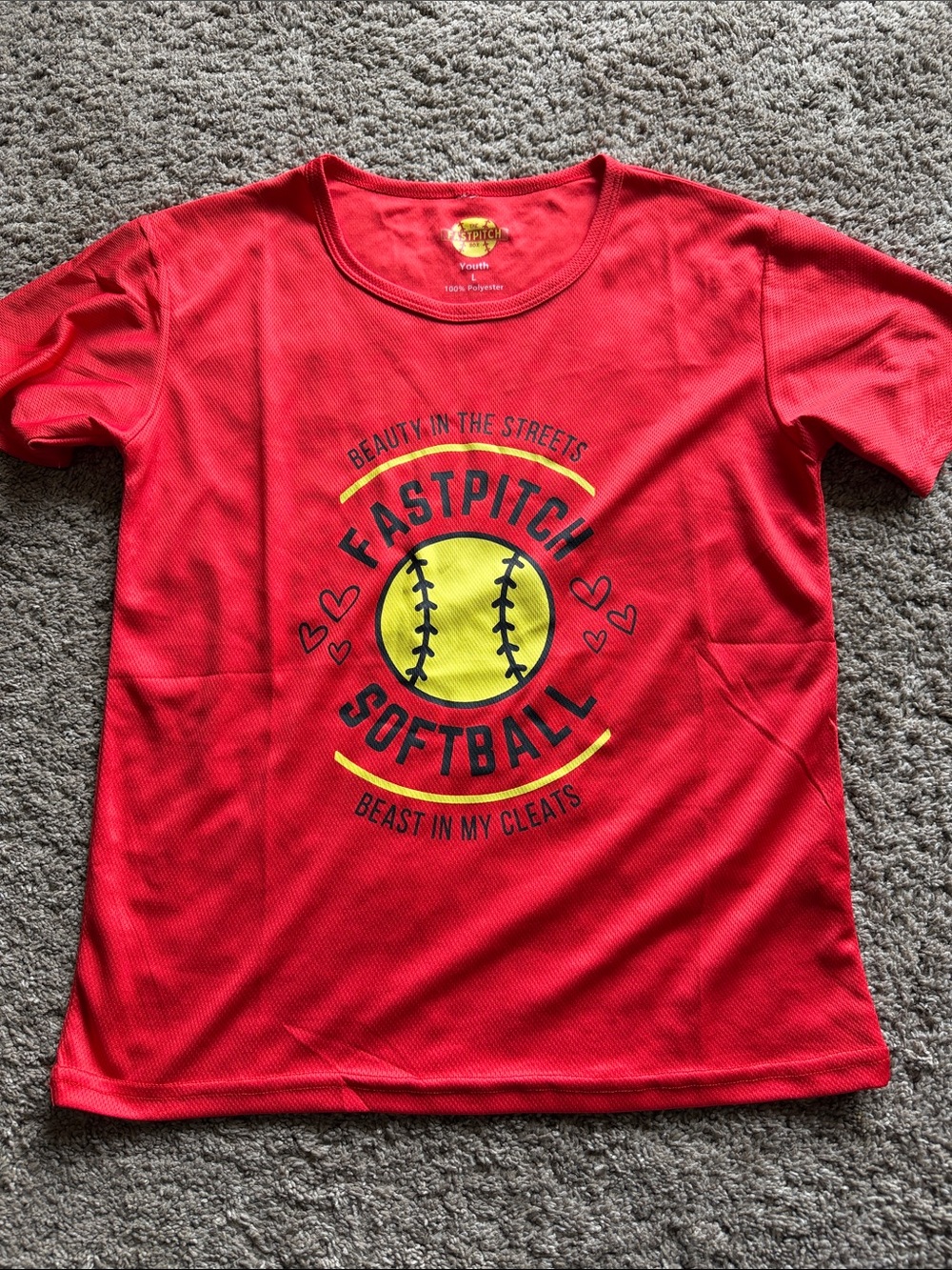 Softball Girls' Red Performance Tee